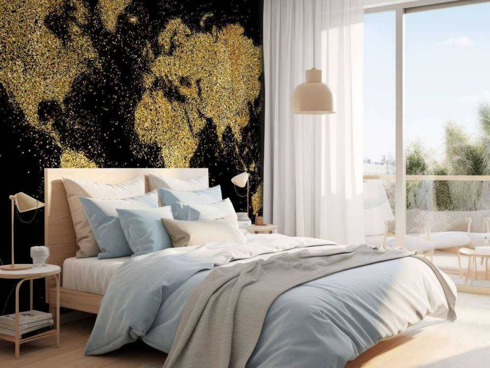 Wereldkaart van gouden glitters