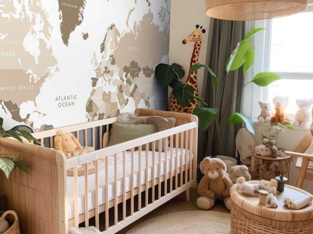 Wereldkaart met jungle dieren