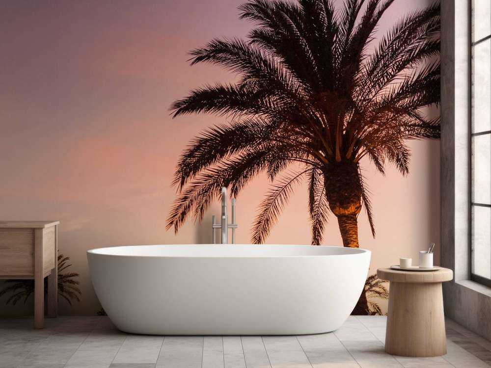 Palmbomen en zonsondergang