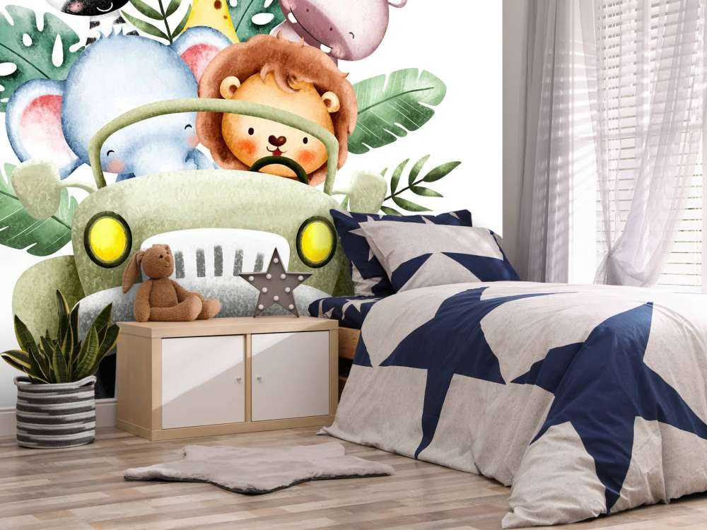 Safari dieren in jeep