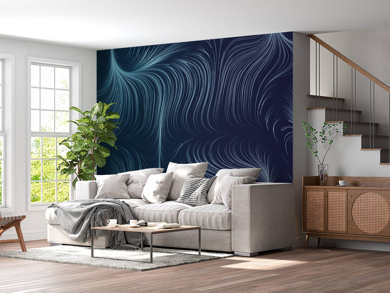 Blauw verlichte lijnen