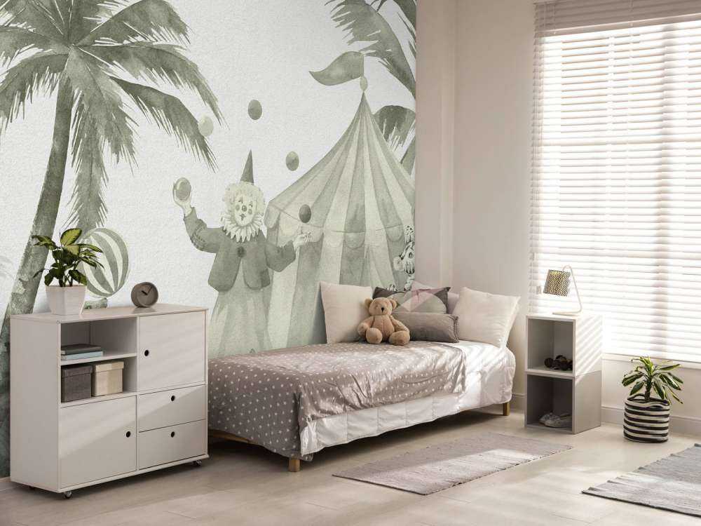 Vrolijke circus dieren in groen