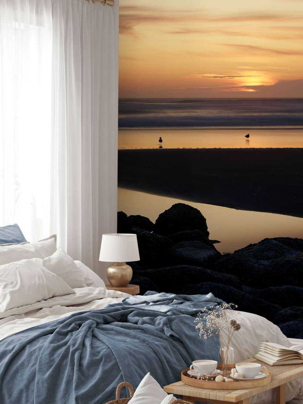 Vogels bij zonsondergang