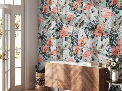 Tropische roze flamingo