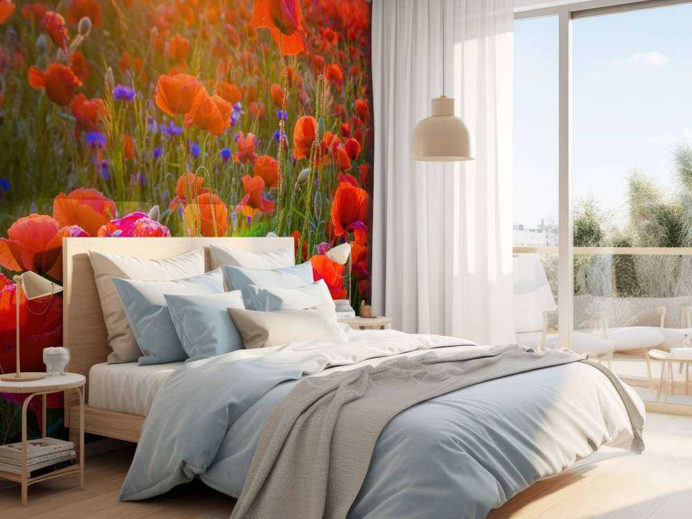 Klaprozen met opkomende zon