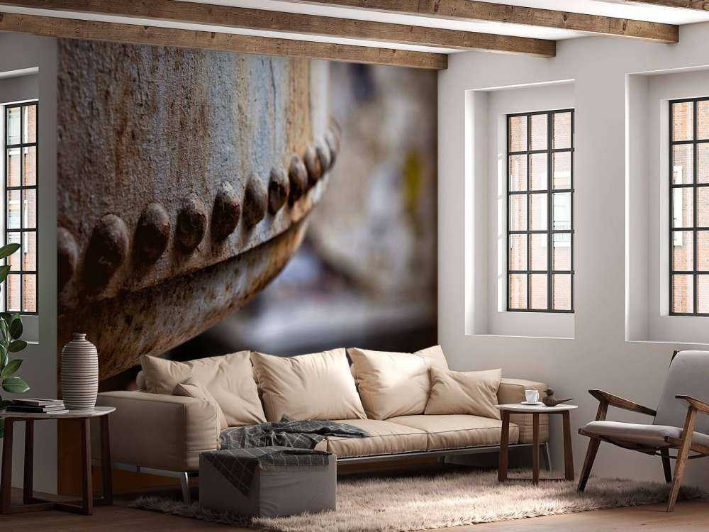 Detail van een verroeste stoomketel