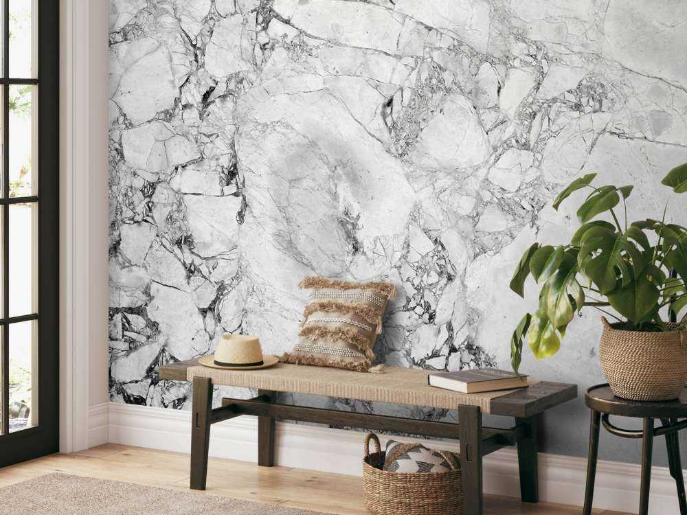 Zwart wit marmer met grove structuur