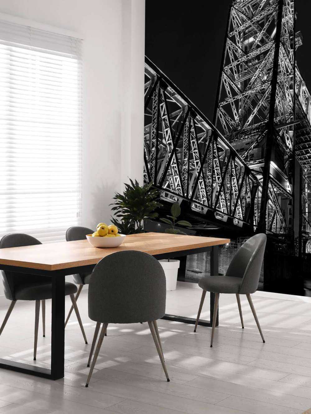 Voormalige spoorbrug De Hef in Rotterdam in zwart wit  