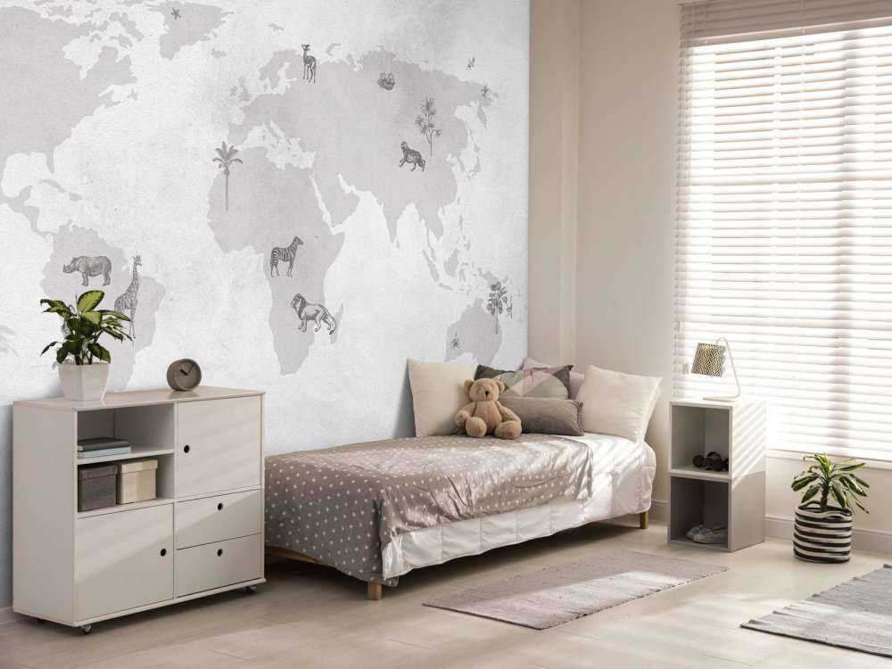 Wereldkaart sketch grijs