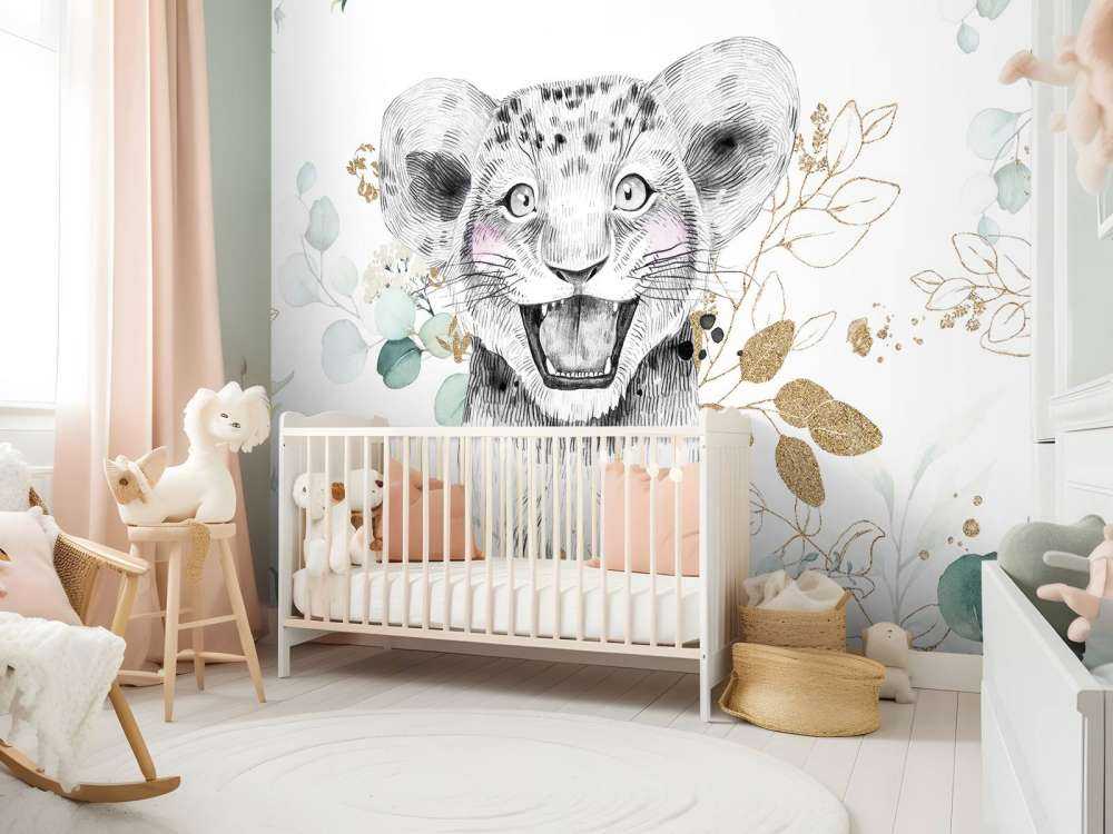 Babyleeuw met muntblaadjes