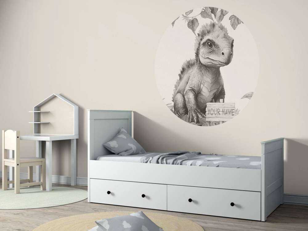 Baby ankylosaurus in de jungle beige