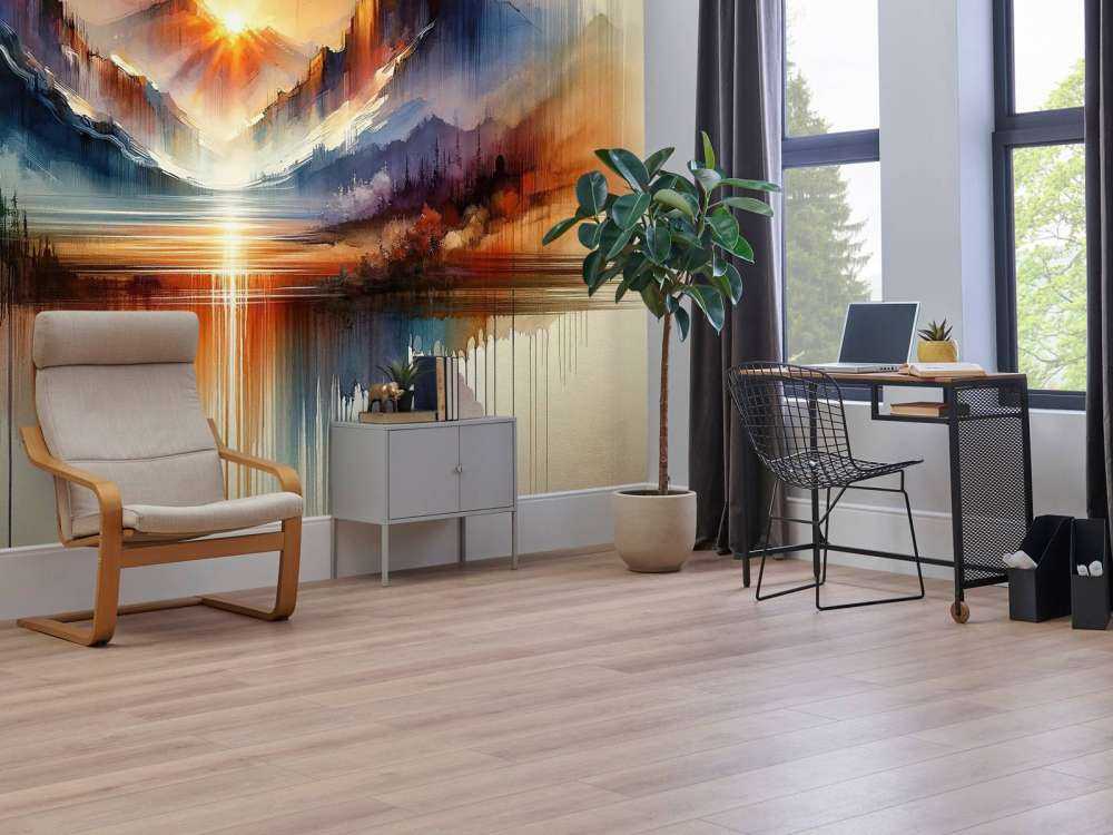 Watercolor Abstract Mountains Landscape