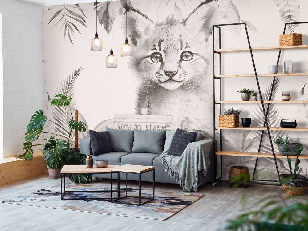 Baby lynx in de jungle beige