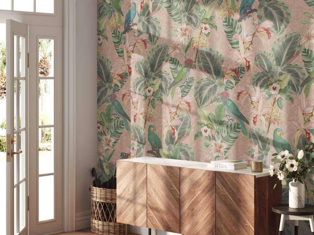 Tropische Jungle vogels & papegaaien - terracotta