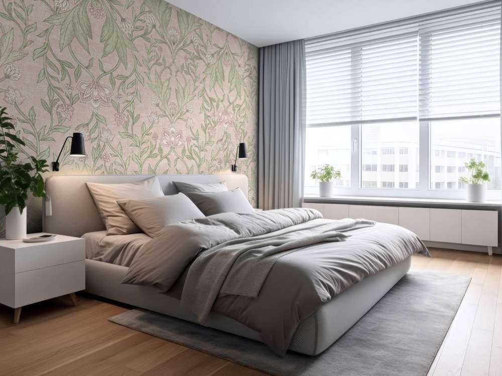 Morris bloemen damask - pastel roze