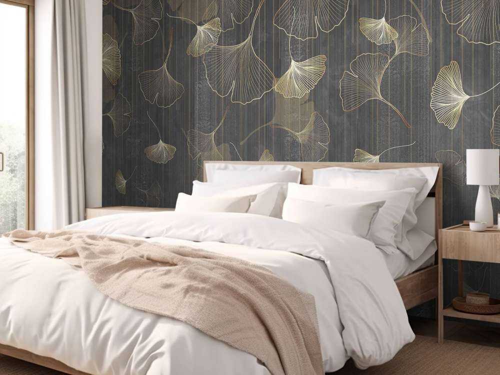 Ginkgo blaadjes in gouden nevel