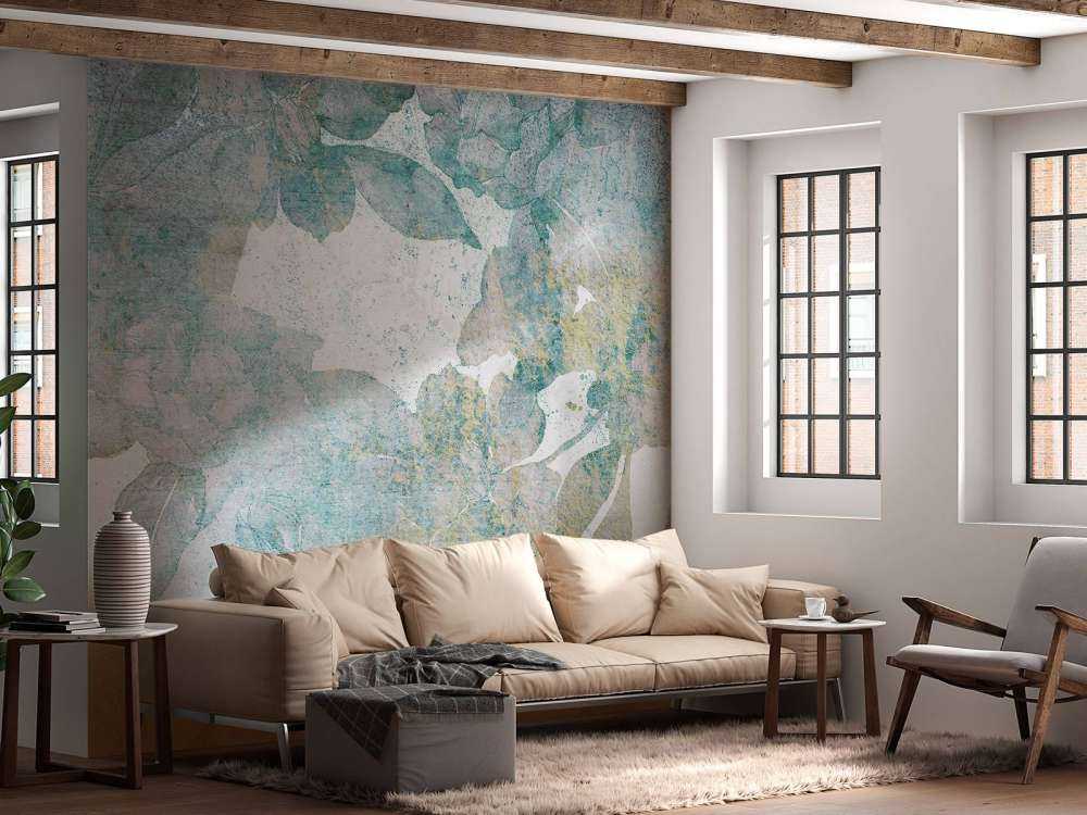 Verbleekte pioenen in aquarelblauw