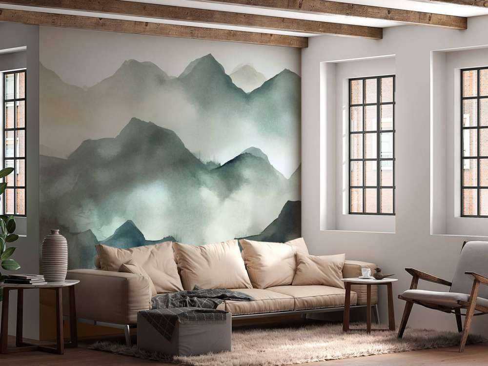 Misty Mountains Watercolor Landscape