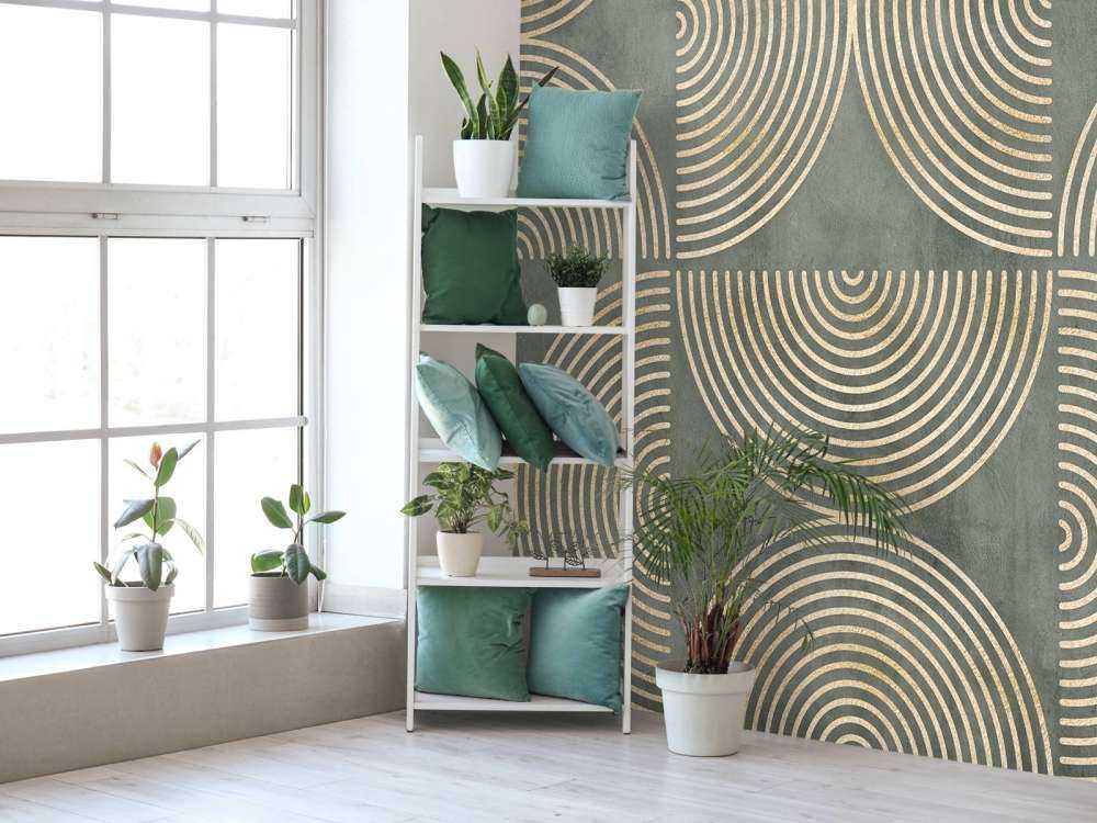 Eclectic Circles Modern Art Green Gold