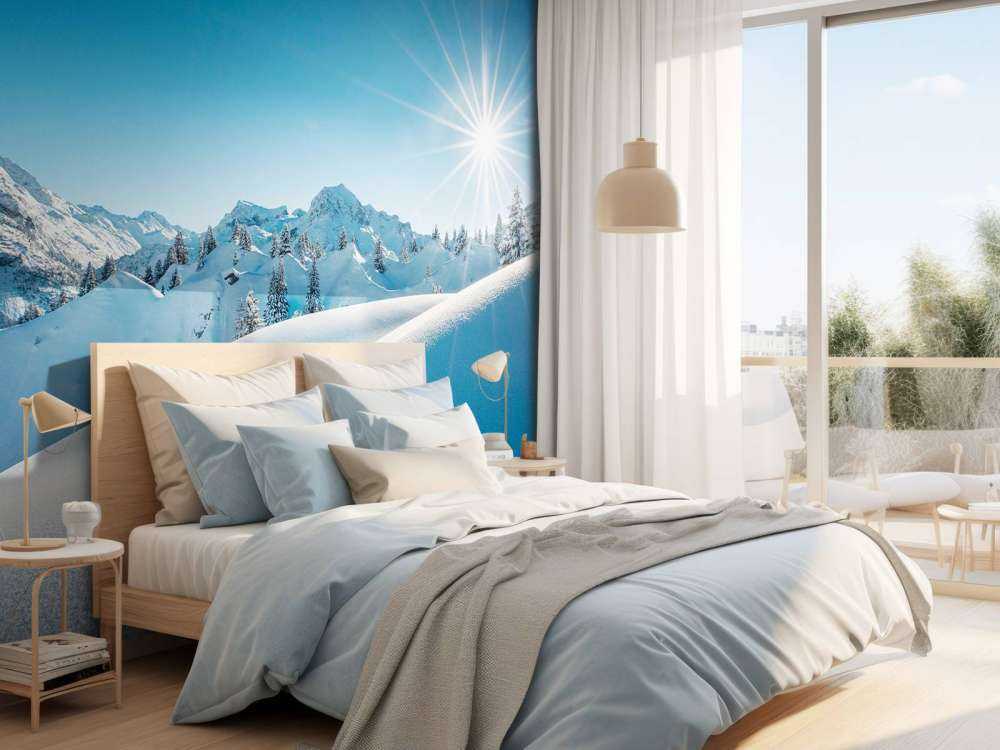 Zonlicht over glinsterende sneeuwheuvels