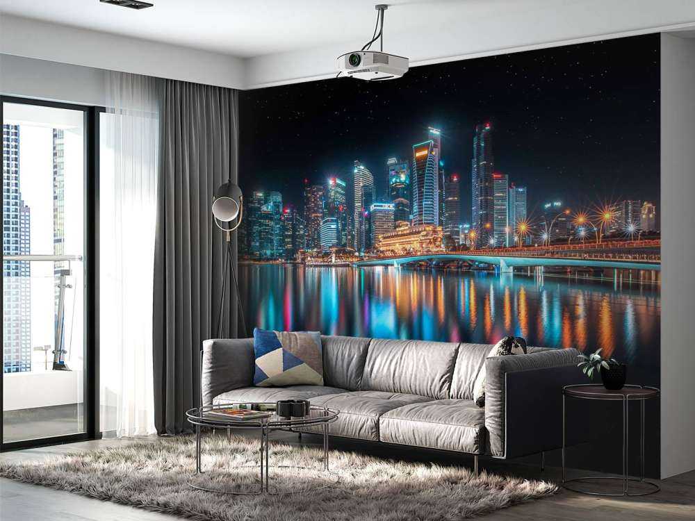 Lichtreflecties op moderne skyline