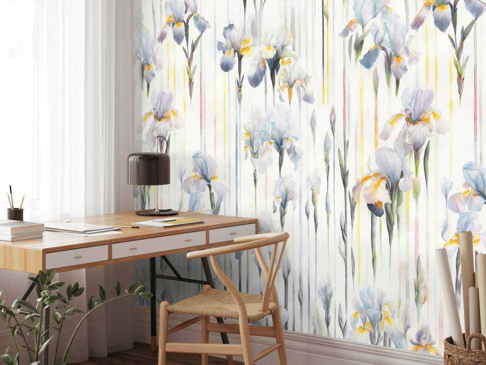 Irises and Stripes Seamless Blue