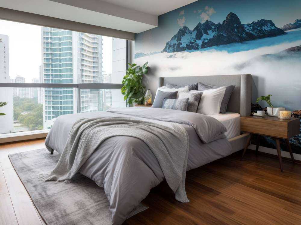 Zonovergoten bergvallei met wolkenzee