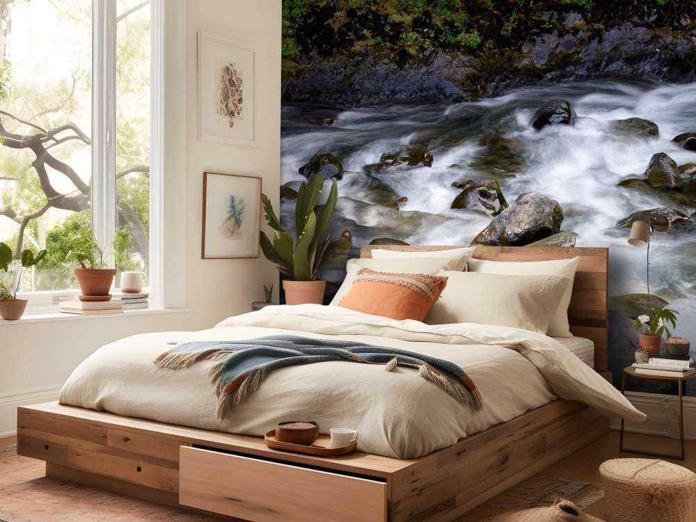 Rivier met rotsblokken