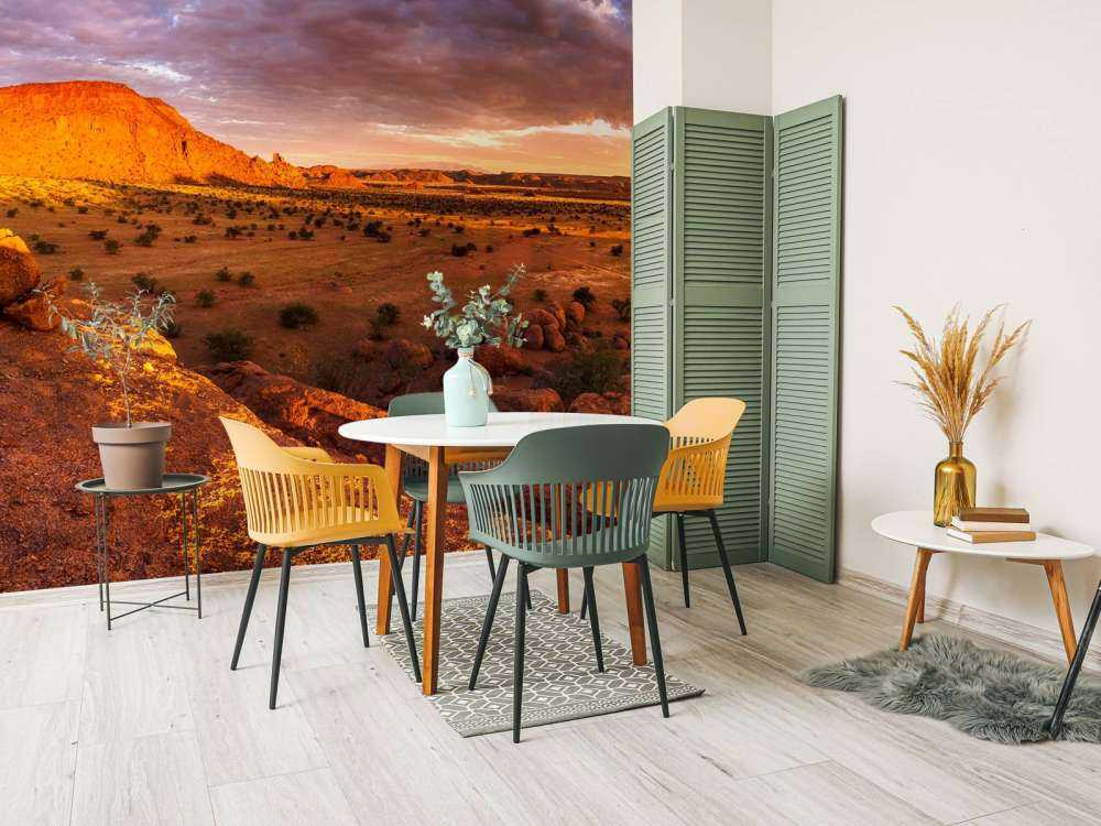 Zonsondergang in de woestijn van Namibië