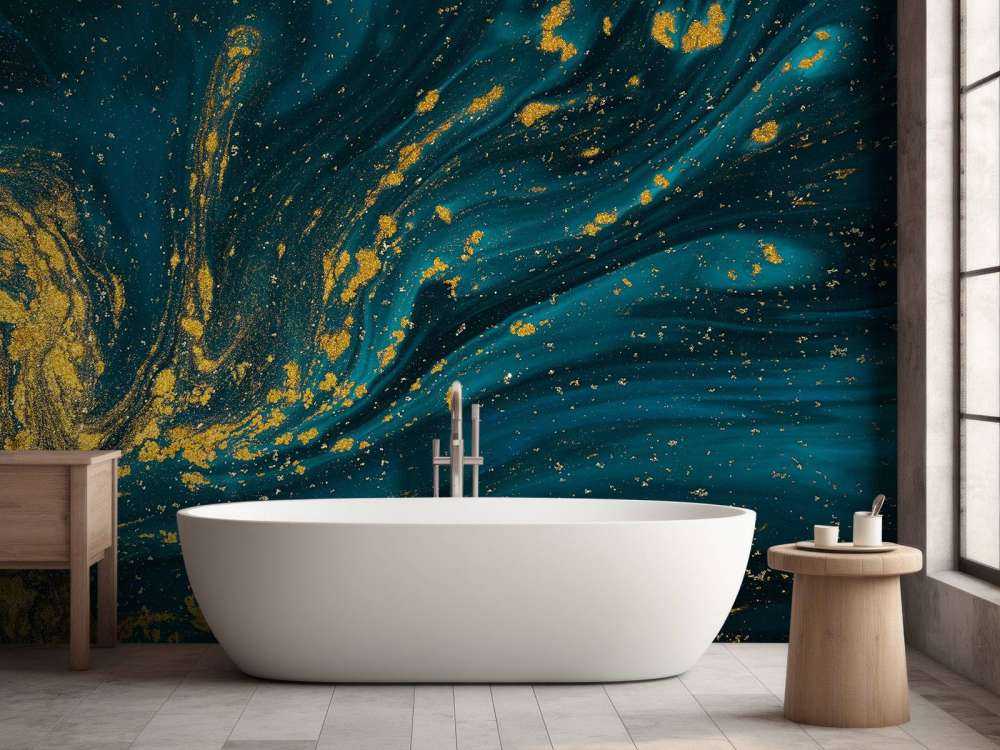 Donkerblauwe verf met goud