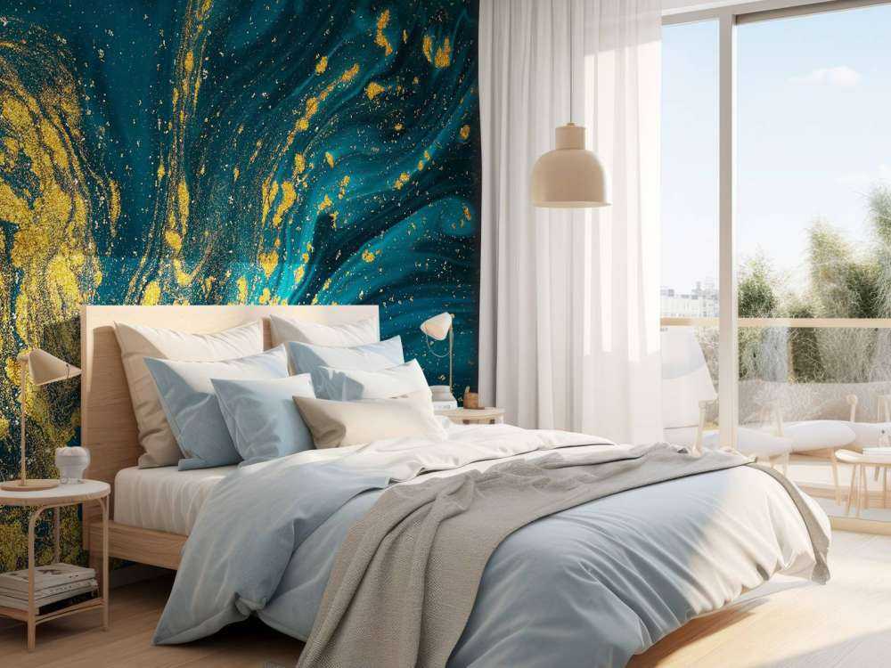 Donkerblauwe verf met goud