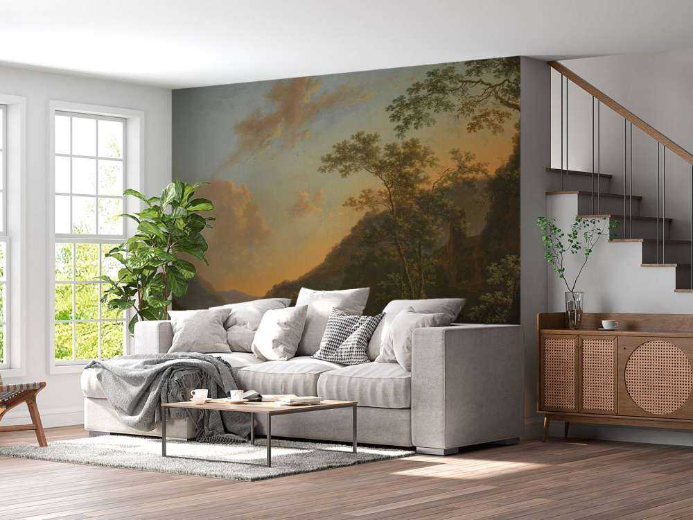 Italiaans landschap met overzetveer