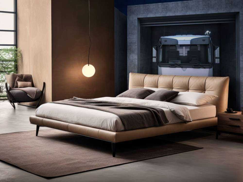 Vrachtwagens in garageboxen