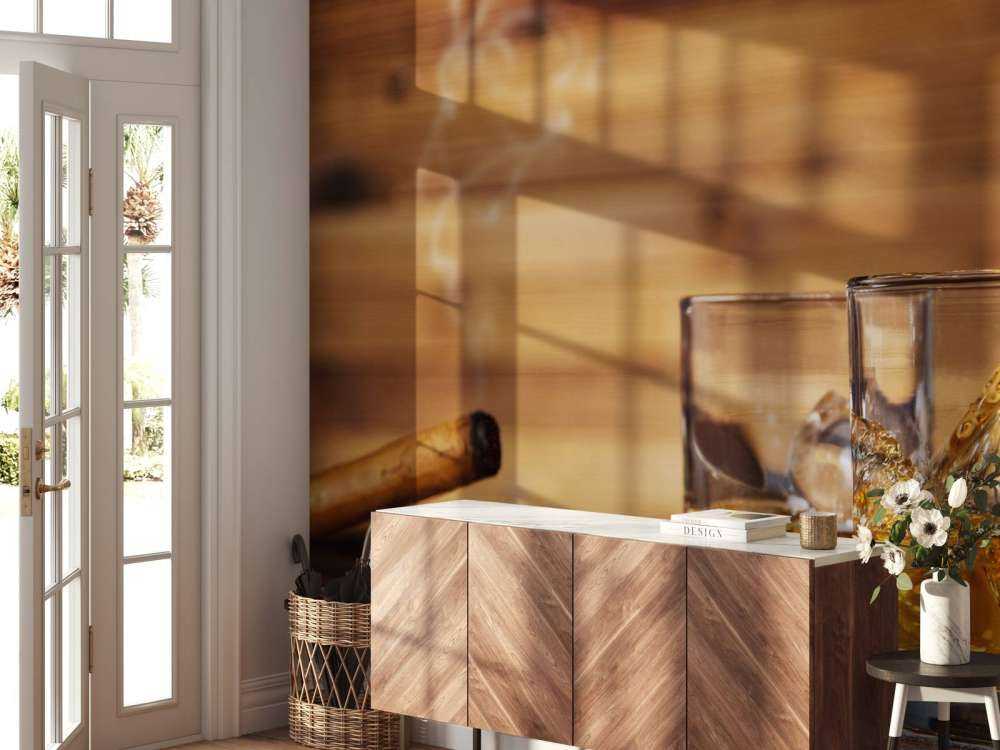 Glazen whiskey met sigaren