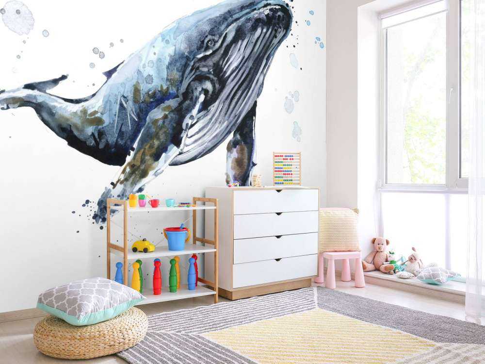 Bultrugwalvis van waterverf