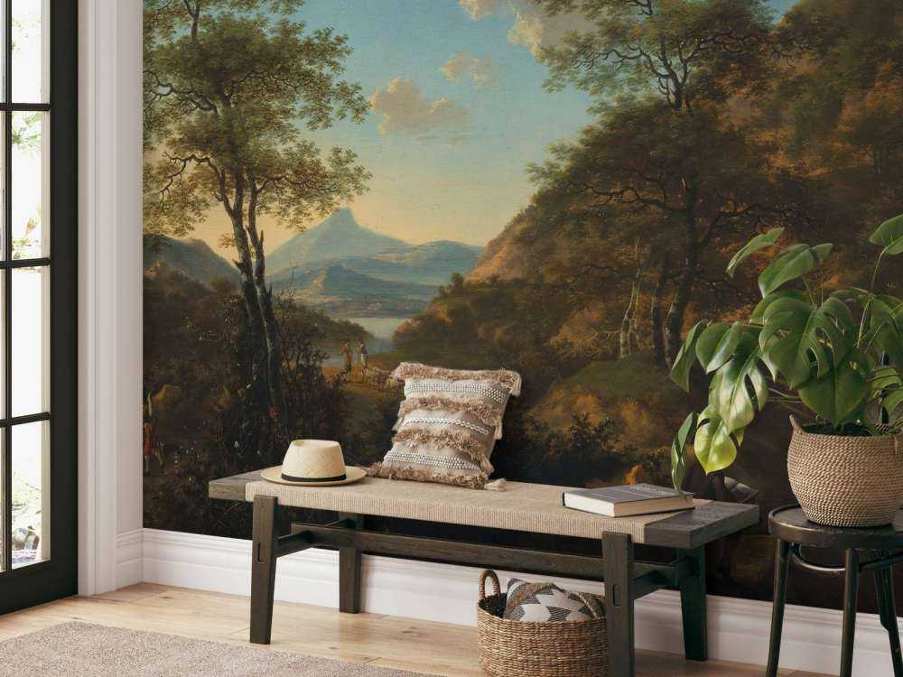 Italiaans landschap met tekenaar
