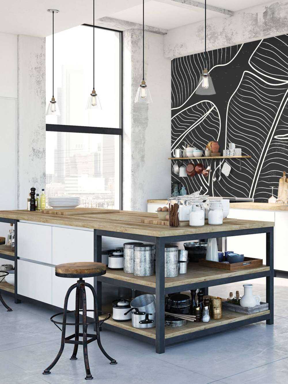 Illustratie van bladeren in zwart-wit