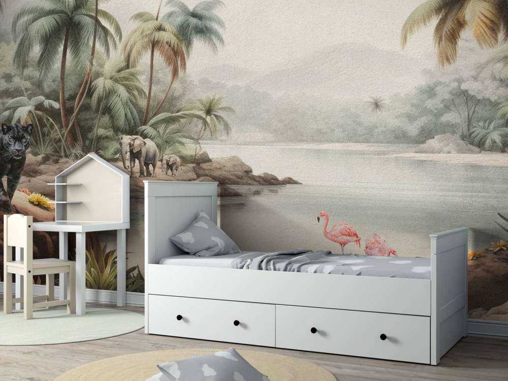 Jungle landschap met dieren in kleur