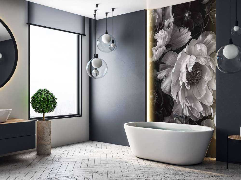 Baroque maximalistic flower garden greyscale
