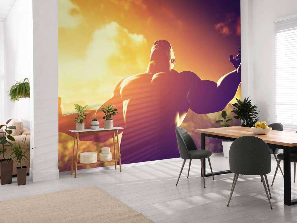 Gespierde man bij zonsondergang