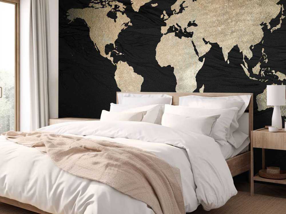 Wereldkaart licht goud