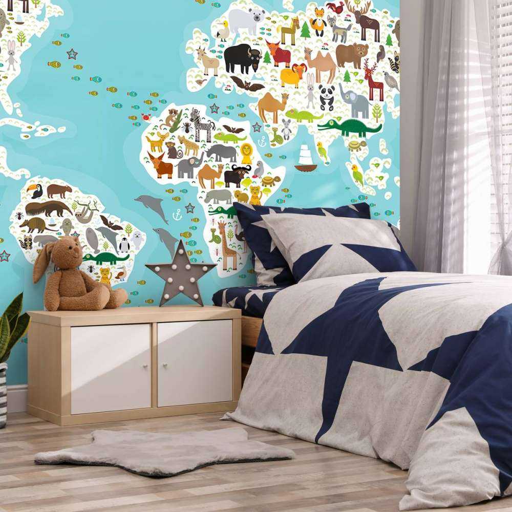 Wereldkaard met dieren