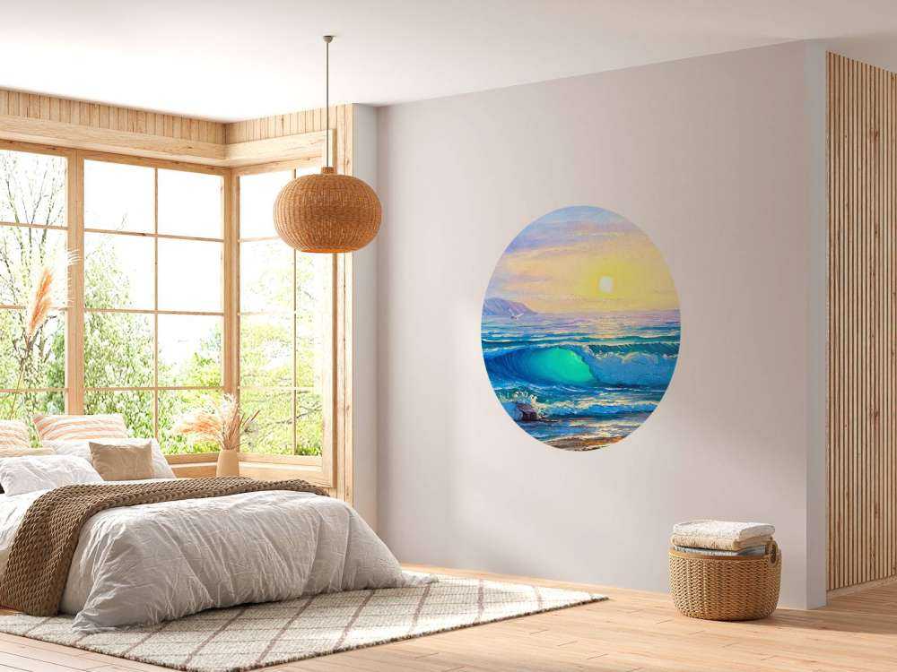 Zonsopkomst op zee schilderij