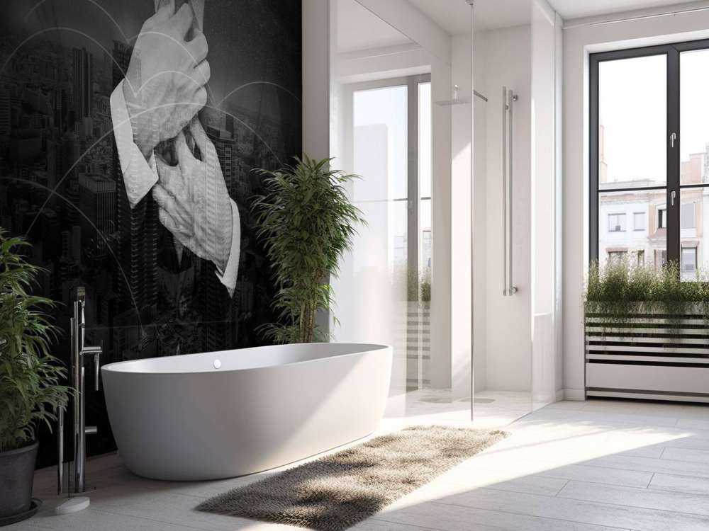 Zakenman met een wereldstad op de achtergrond