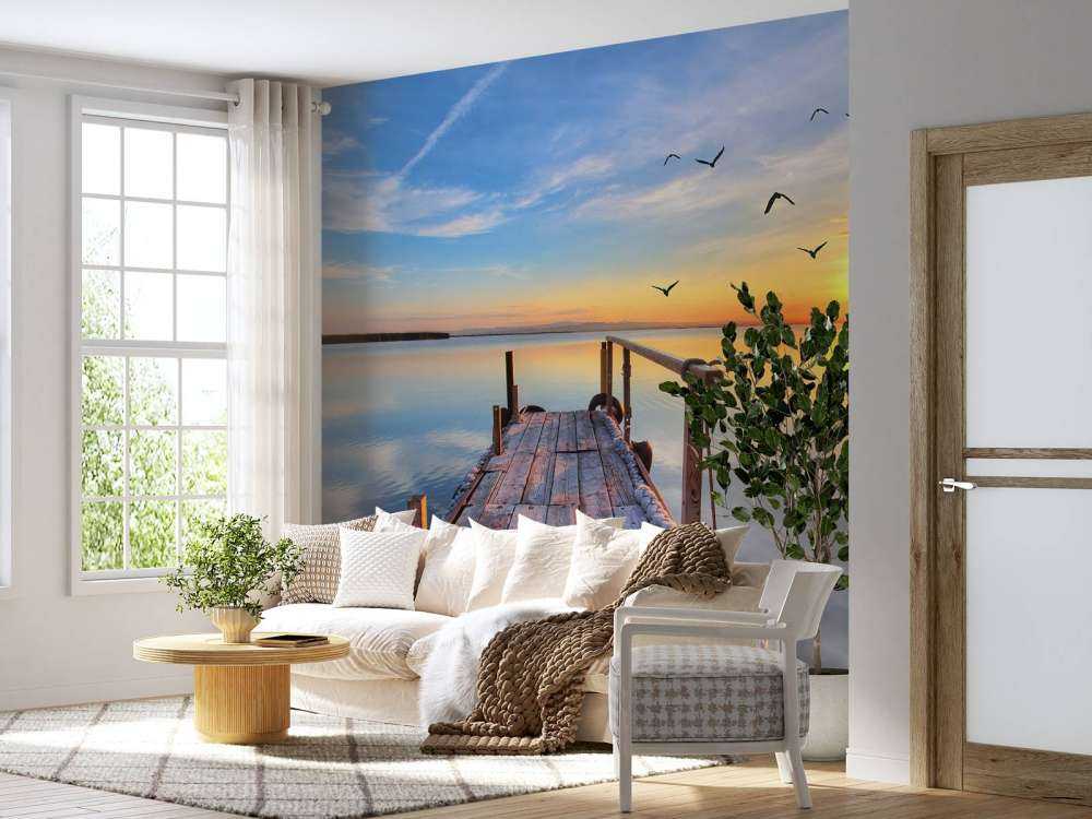 Vogels boven zee