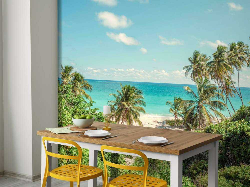 Palm trees on beach in Barbados