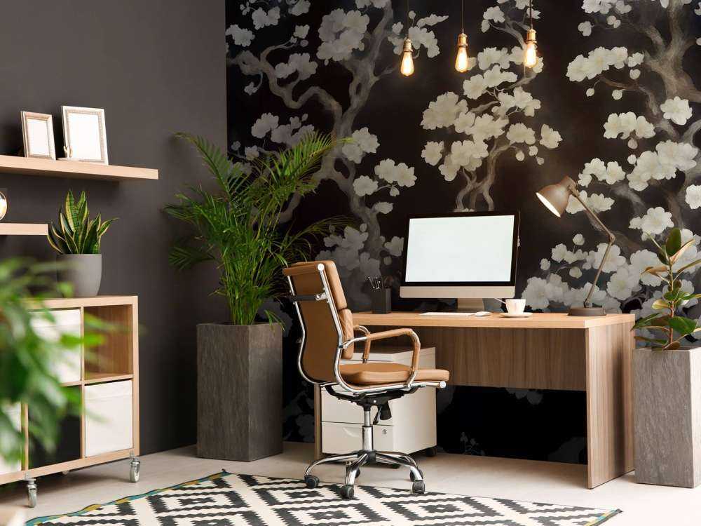 Wonderful blooming forest - black