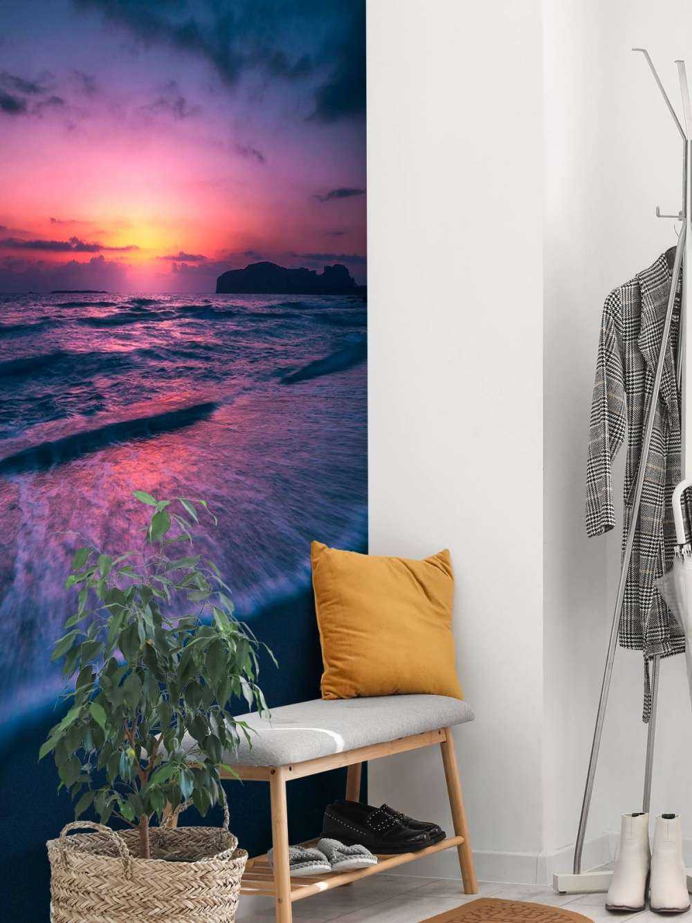 Avondgloed aan paarse kust