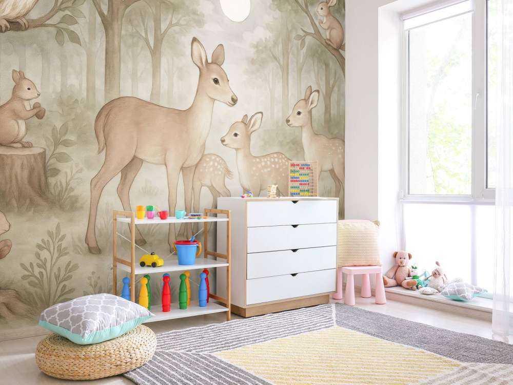 Bosdieren bij maanlicht