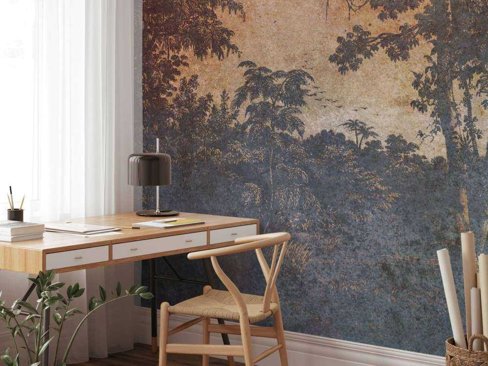 Verweerd oerwoud in schemerlicht